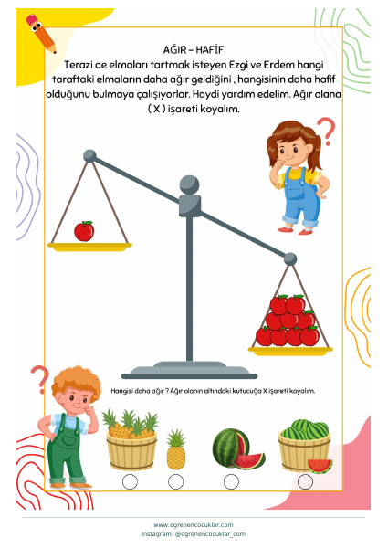Ağır ve hafif kavramı çalışma önizlemesi